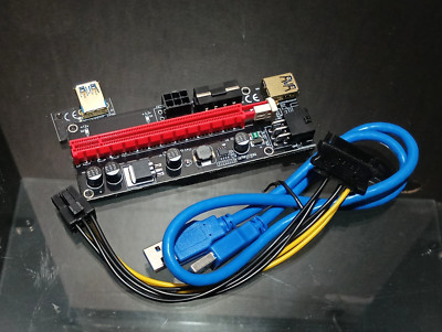 PCI-E 1X to 16X Riser 6 Pin for Video/Graphics Card PCE164P-N08 VER009S