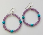 HSN Jay King Sterling Silver Lepidolite and Turquoise Hoop Drop Earrings — photo 1