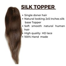 Women Hair Head Topper Size 2X5 Clip Based Silk Topper Hair Length 26 inch Brown