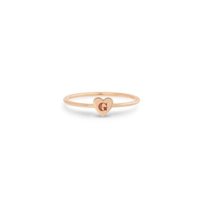 Beautiful Personalized Initial Letter Engraved Tiny Heart Ring In 10K Rose  Gold