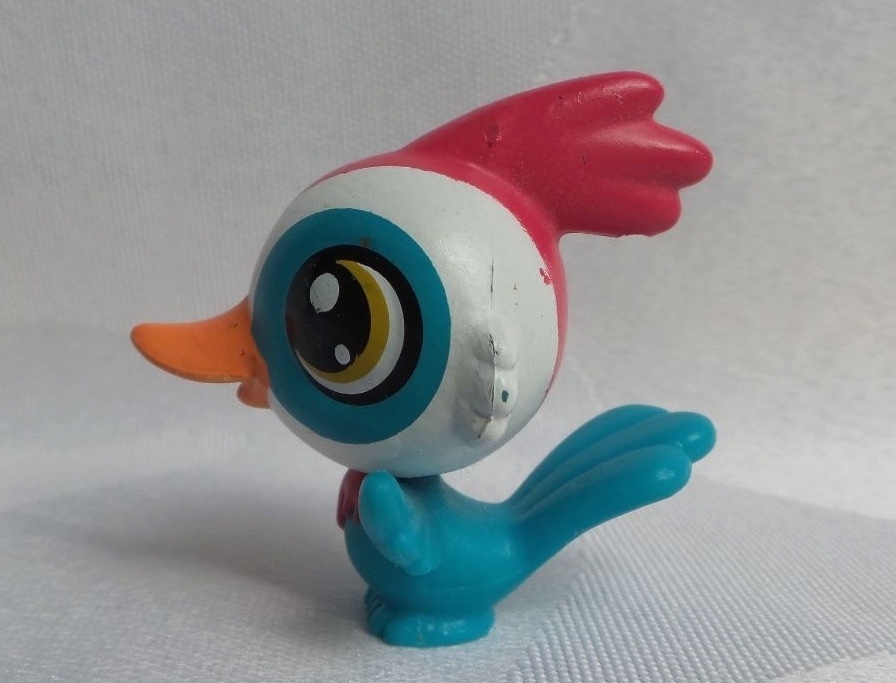 LITTLEST PETSHOP LPS #B2259 HASBRO BIRD OISEAU PIVERT ROSE BLEU