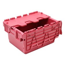 NEW 16 Litre Red Attached Hinged Lid Heavy Duty Strong Plastic Storage Box Boxes
