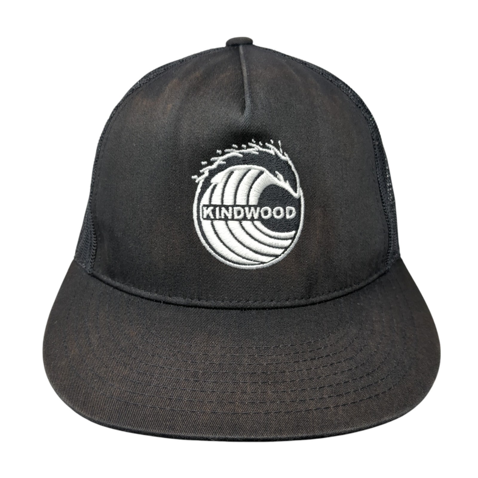 Kindwood Snapback Trucker Hat Black One Size Adjustable Mesh Back Sport-Tek