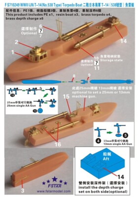 Five Star Model (710249) 1:700 IJN T-14 No.538 Type Torpedo Boat (3 Vessels)