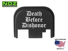 NDZ Glock 17 19 Gen 1-4 Slide Cover Back Plate Aluminum - Death Before Dishonor