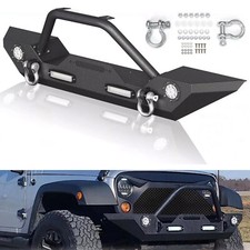 Front Bumper For Jeep Wrangler Jk Jl Gladiator Jt 07-24 Wwinch Plate Lights