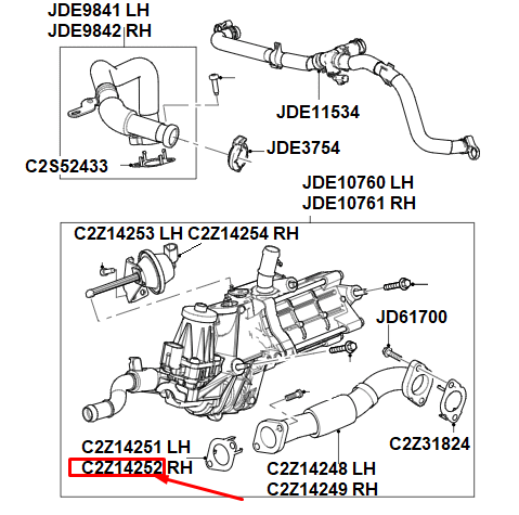Jaguar XF XJ 2010 on 3.0l Diesel Inlet Tube to EGR Valve Gasket