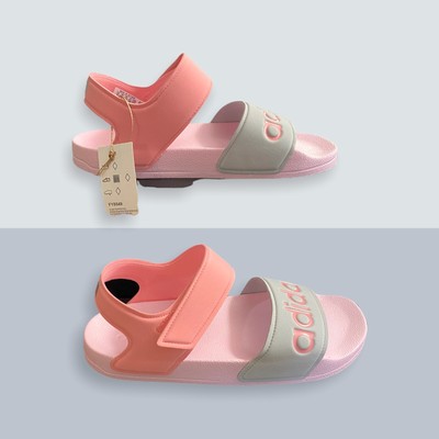 adidas adilette Sandal K Pink/Silver Metallic Strap Sandals Youth Size 2Y  FY8849 | eBay