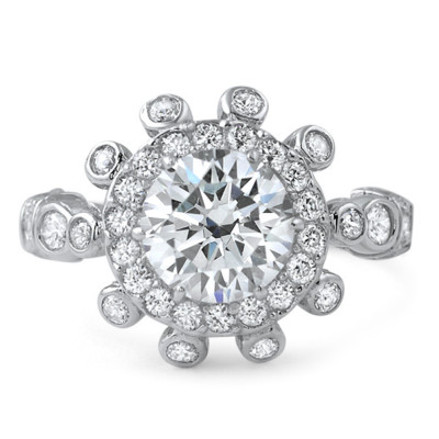 3.10 CTW Fancy Sunburst Halo CZ Womens Fashion Ring