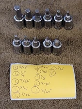 11 Wright 1/4" Drive Hex Bit Socket 5/16 1/16 5/64 3/32 1/8 7 9 Sae Tool Set USA