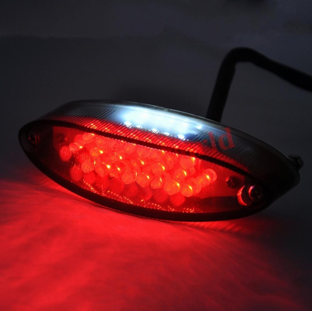 28 LED Motorcycle Brake Tail Light With License Plate Light – 12V Red, Cafe Racer Bobber Style