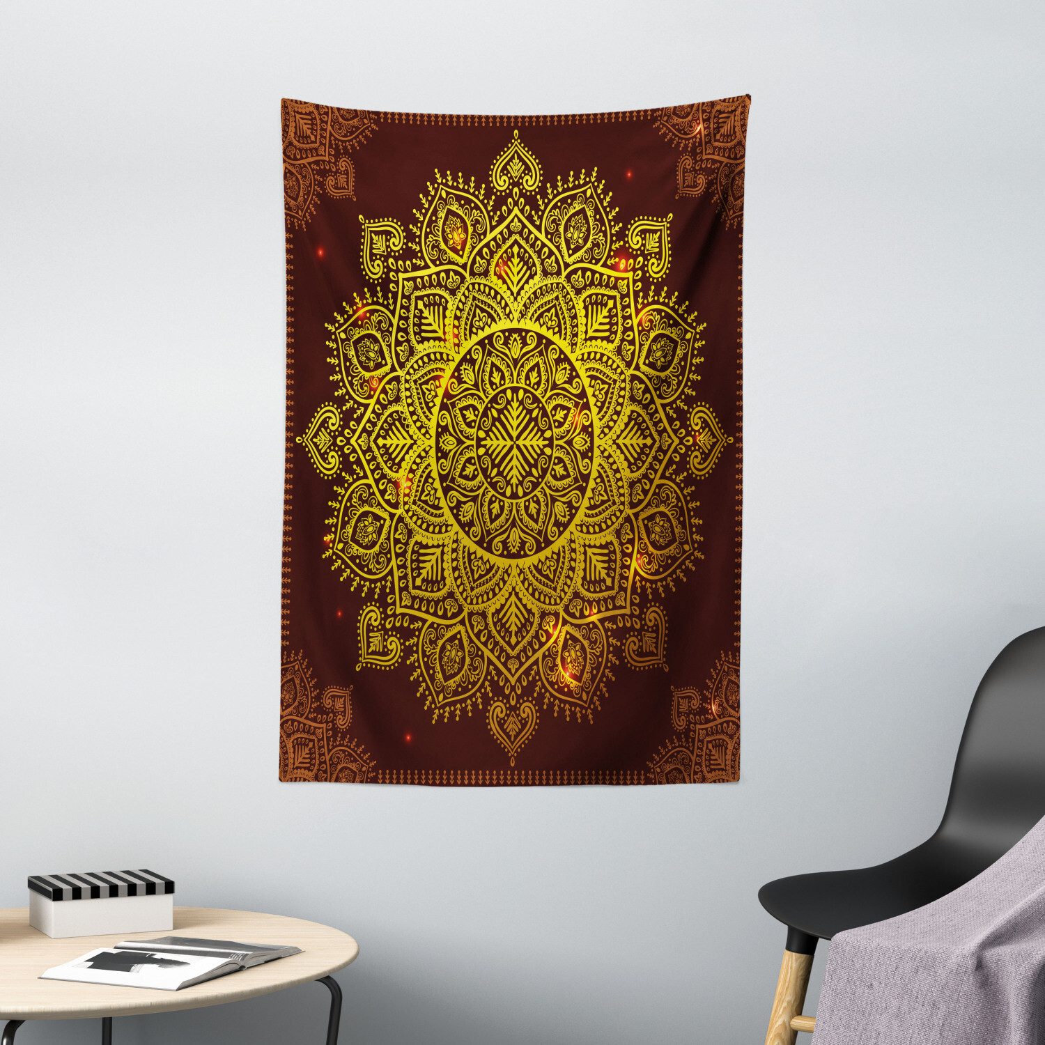 Mandala Tapestry Oriental Snowflake Art Print Wall Hanging Decor