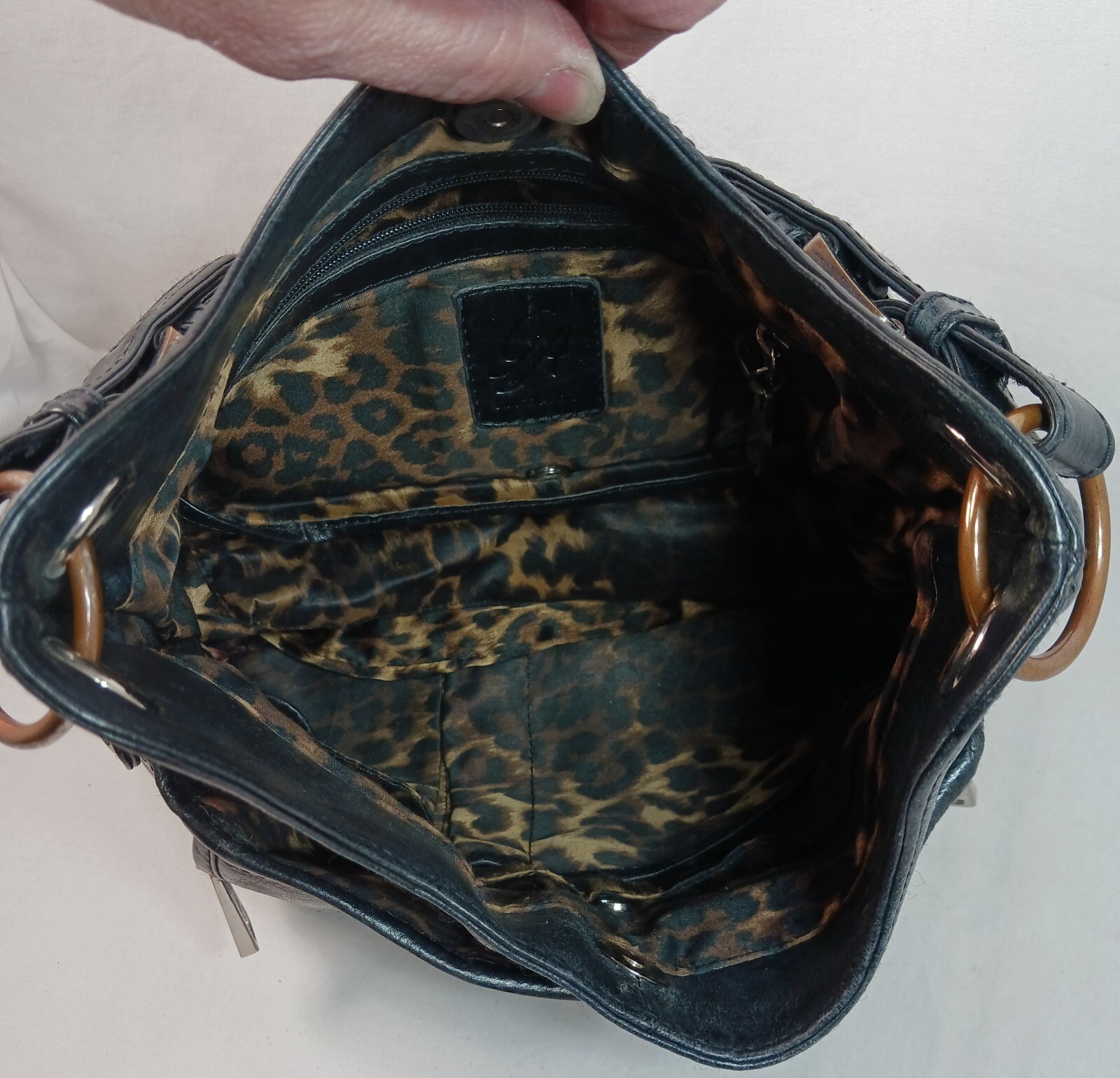 Grace Adele Black Leather Shoulder Bag Purse - image 6