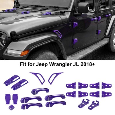 37pc Purple Exterior Door Hinge/Handle Cover Trim Kit For Jeep Wrangler JL 2018+