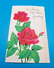 Vintage 1955  American Greetings Get Well Card Red Roses