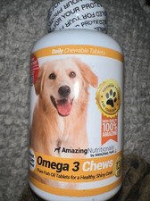 Amazing Omega 3 Fish Oil for Dogs - 3 Shedding and 120 Tablets