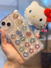 Clear Grid iPhone Case for DIY Shaker Style Japan Kawaii Puffy Sticker Cover