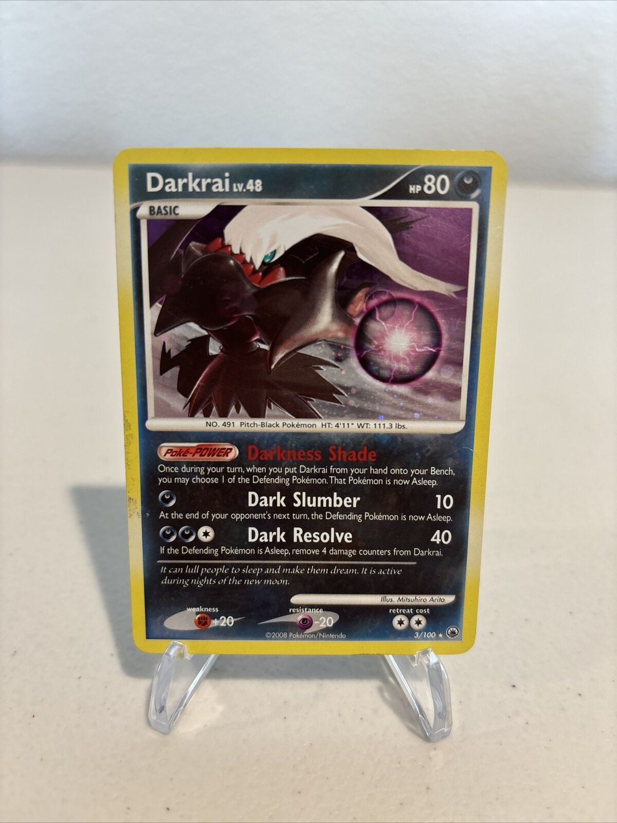 Pokemon Card - Darkrai 3/100 Holo Rare Diamond & Pearl Majestic Dawn - LP