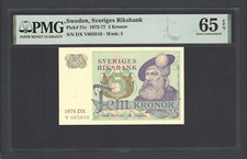 Sweden 5 Kronor 1976 P51c Uncirculated Graded 65