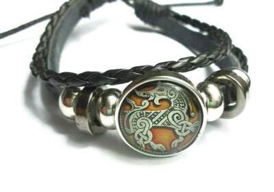 Leather Viking Vegvisir Rune perun Viking Cuff Bracelet Icelandic Stave Norse 