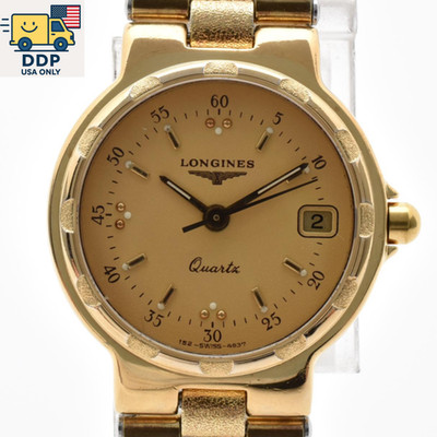 LONGINES Conquest ゴールド Longines Conquest Vintage Women's Gold Dial Date Quartz Watch From