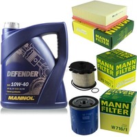 MANN-FILTER Inspektionspaket 5L Mannol Defender 10W-40 FüR Peugeot 206