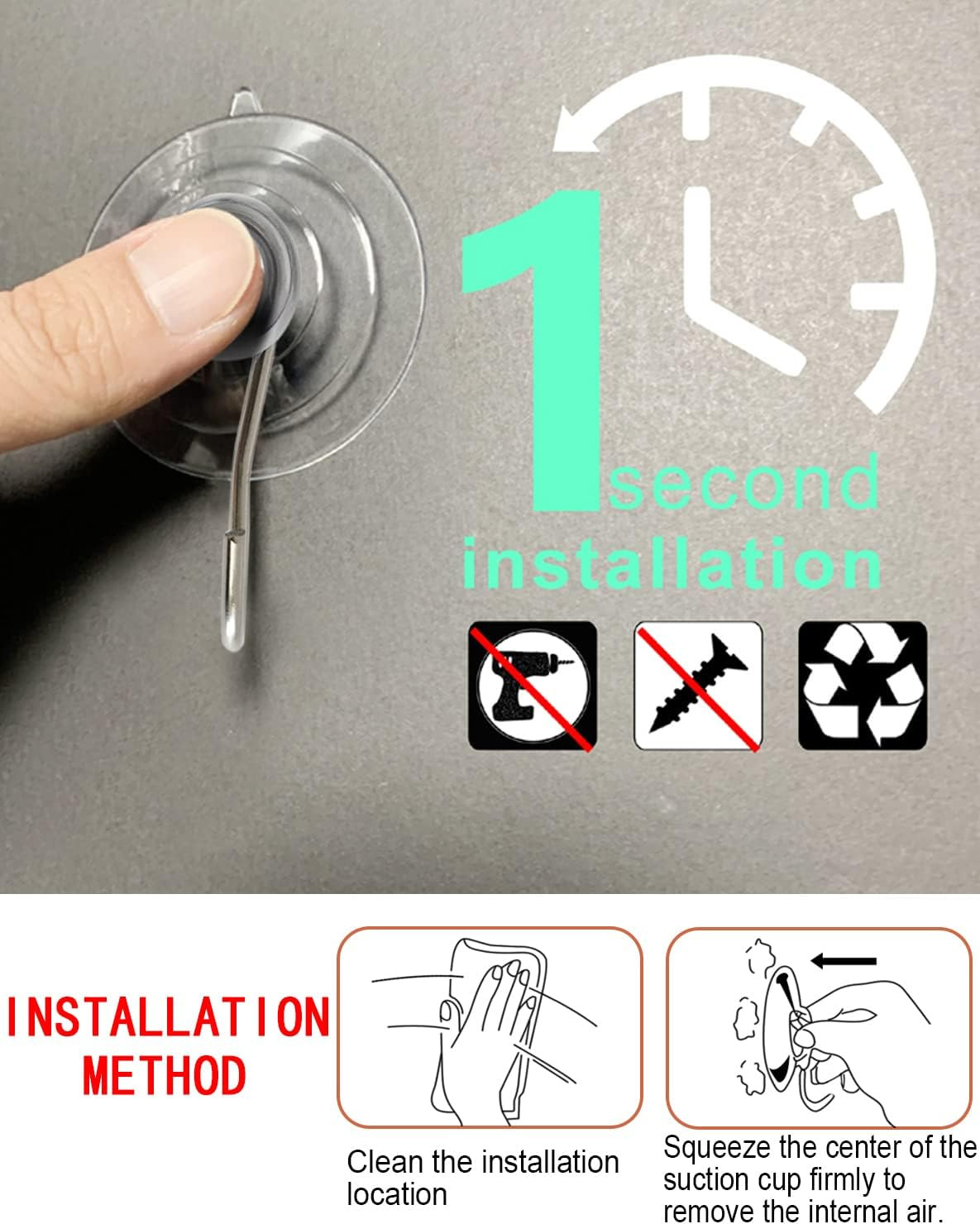 Suction Cup Hooks, Transparent PVC Removable Reusable, for Glass Windows, Mir...