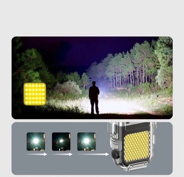 Waterproof Rechargeable Plasma Lighter with LED Flashlight, Clear/Yellow/Black