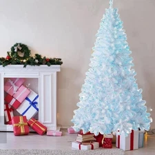 4/5/6/7FT Artificial Xmas Christmas Tree w/ Blue Light LED Party Holiday Decor