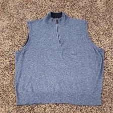 Cremieux Blue Cotton Knit Sweater Vest XL Men's 1/4 Zip Blokecore Sleeveless