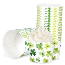 100Pcs St. Patrick's Day Paper Baking Cups Cupcake Wrappers Watercolor Clover
