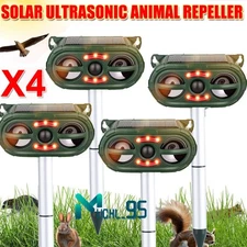 1/2/4X Solar Power Ultrasonic Animal Repeller Pest Repellent Deer Raccoon Garden
