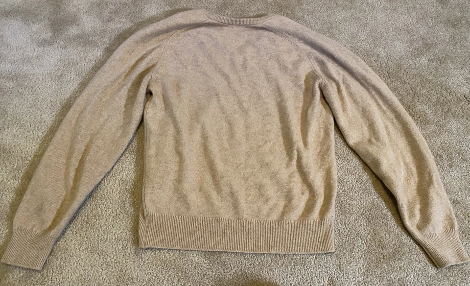 Vintage 60’s Pringle Of Scotland Cashmere V-neck Tan Sweater Size 46/107 - Image 4 of 4