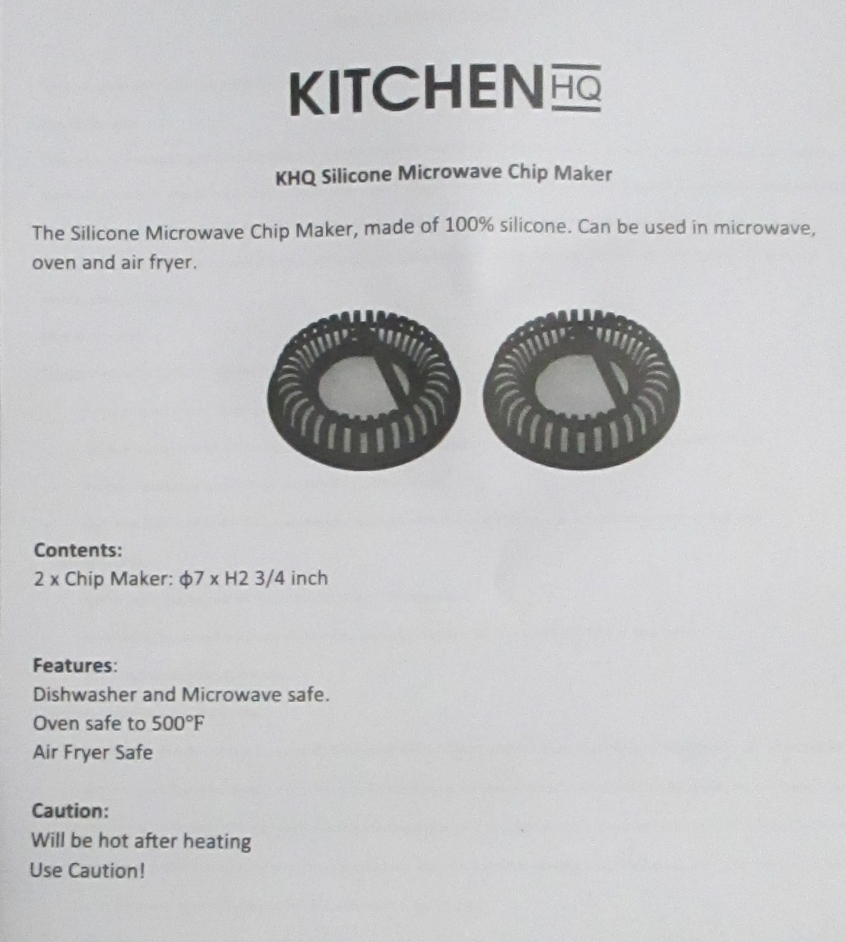 Kitchen HQ Silicone Microwave/Air Fryer Chip Maker - Set of 2 (Safe to 500)