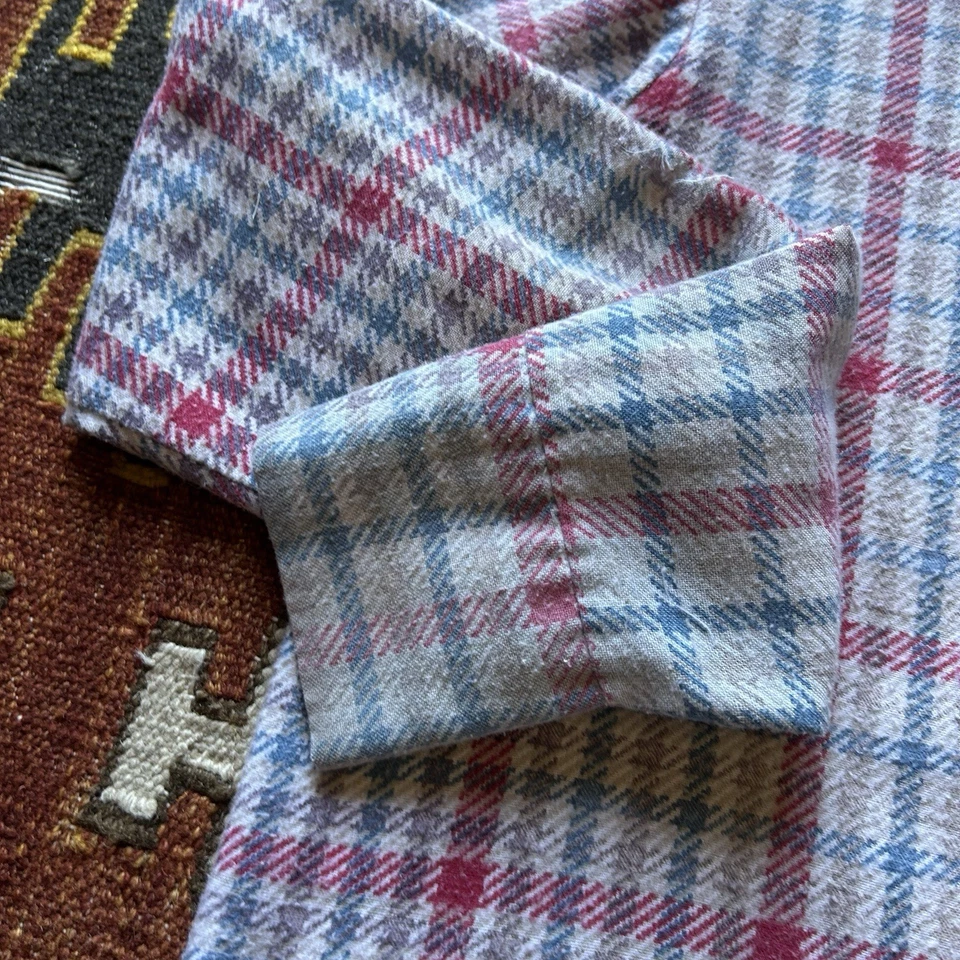 Vintage 1960s Sears Put On Shop Printed Cotton Blend Plaid Shirt Boys Sz 16 - Image 4 of 4