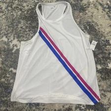 GAP Womens Fit Breathe Tank Top, Size Large, White with stripes, NWT