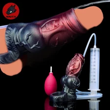 NNSX Squirting Penis Sheath Male Bigger Sleeve Girth Reusable Condom Extender US