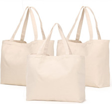 Large Canvas Tote Bag, 22x16x7.8    Reusable Grocery Bags, Large Shopping Plain B