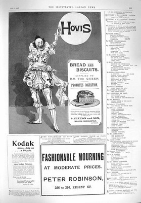 Alter antiker Druck 1895 Reklame Hovis Brot Kekse Kodak Robinson 19.