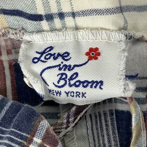 Vtg Love In Bloom From Here To Maternity Blue Red White Plaid Top Lace Size 8 - Picture 3 of 14