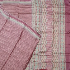 Namaste Vintage Pink Sarees 100% Pure Silk Printed Indian Sari 6YD Craft Fabric