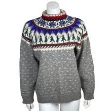 Vintage Eddie Bauer 1992 Wool Blend Fair Isle Knit Sweater Womens S Long Sleeve
