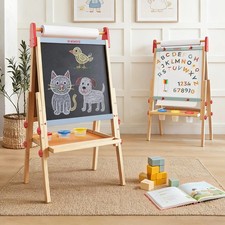 Wingyz 3-In-1 Art Easel For Kids Sturdy Pine Wood Easel Magnetic Whiteboard