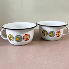 Pair Soviet Enamelware Child Chamber Pots 1982 USSR VTG Детский горшок Ukrainian
