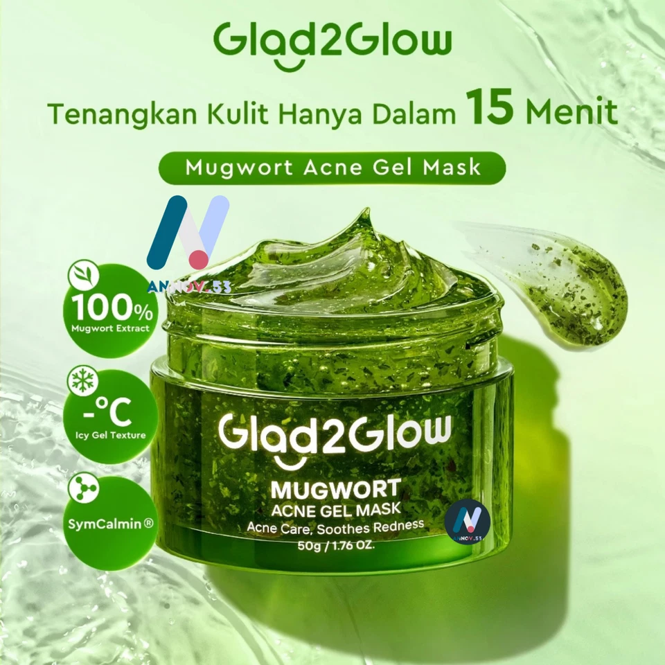 Máscara de gel para acné GLAD2GLOW Mugwort calma enrojecimiento sebo piel grasa hidratación antienvejecimiento Foto 4 de 4