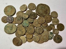 Group Of 50 Uncleaned Roman Bronze Coins As Dug UK, Dating 1st to 4th Century AD