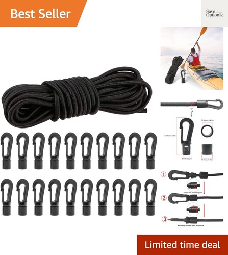1/4" Elastic Bungee Cord Kayak Stretch String Shock Cords Rope with Bungee Sh...