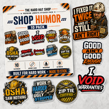 Shop Humor Hard Hat Stickers 10 Pack Waterproof UV Printed Decals 2 Inch