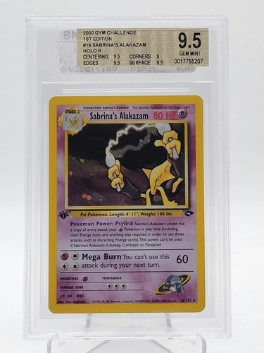 SABRINA'S ALAKAZAM 2000 POKEMON GYM CHALLENGE 1ST ED HOLO RARE #16 BGS 9.5 Q3963