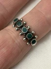 Vintage Native Sterling Silver Needlepoint Turquoise Band Ring Sz7, 2.9g